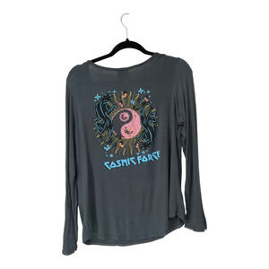 Stunner Yin Yang Panther Cosmic Force Long Sleeve Scoop Neck Top Size XL NWT